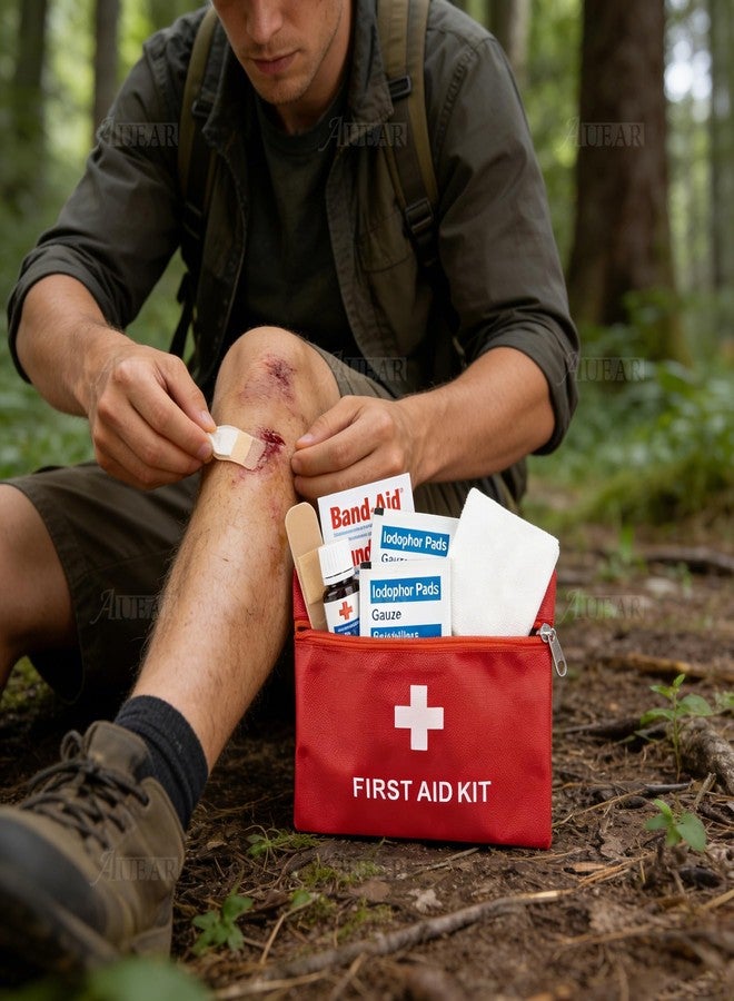 AUEAR, 5 Pack First Aid Kit Empty Pouch Bag Red Medical Emergency Storage for Outdoors Travel Car - Image 4